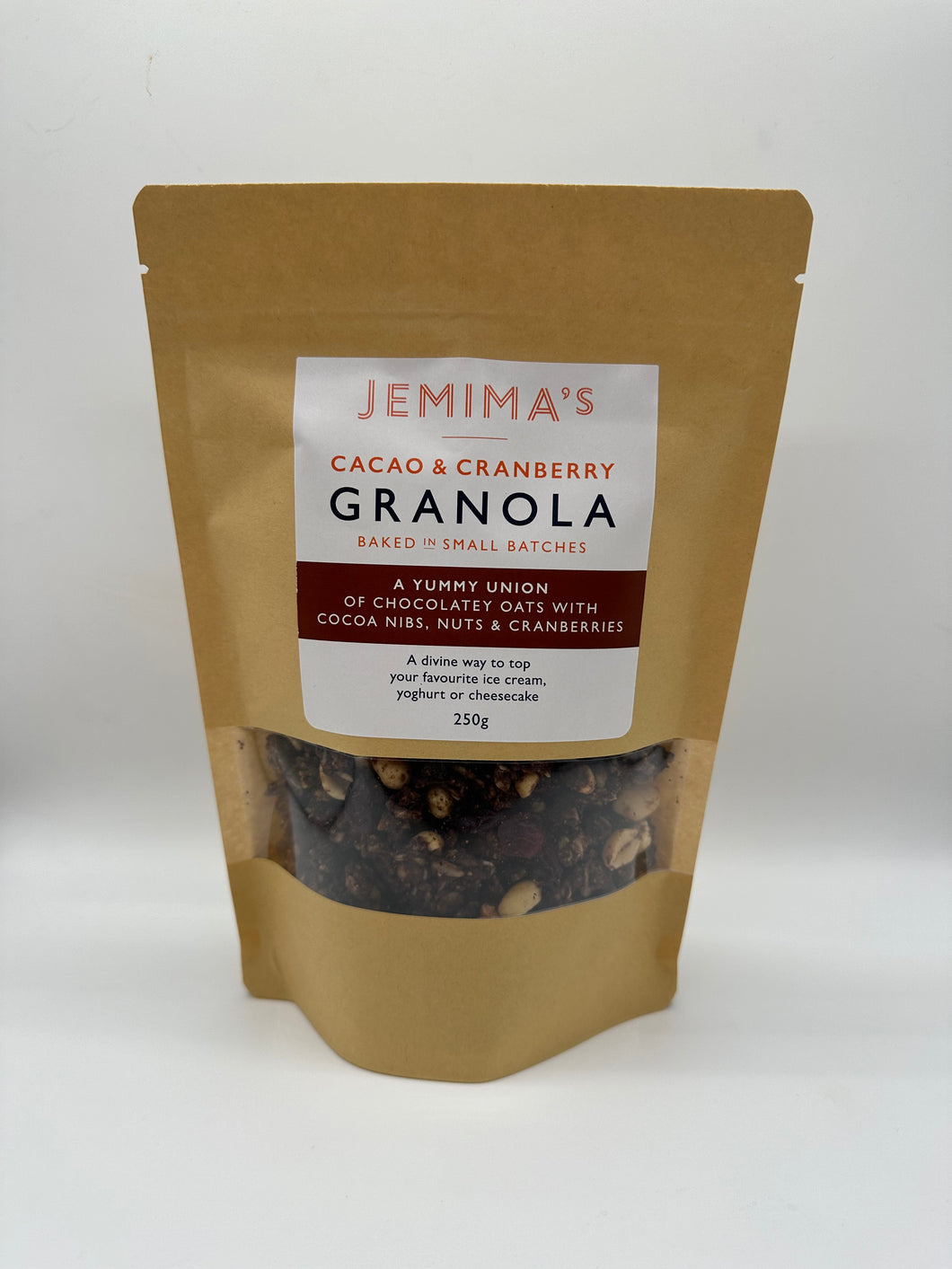 Jemima’s Cacao and Cranberry Granola (250g)